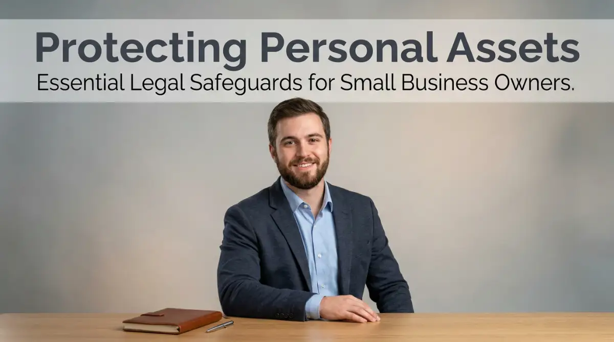 A confident small business owner sitting at a studio desk representing the legal precautions needed for protecting personal assets against business liabilities.